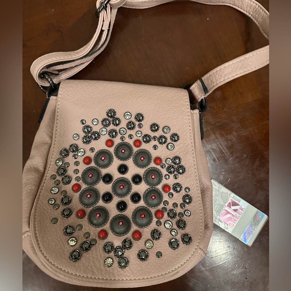 New with tag pink embellished bag purse crossbody
